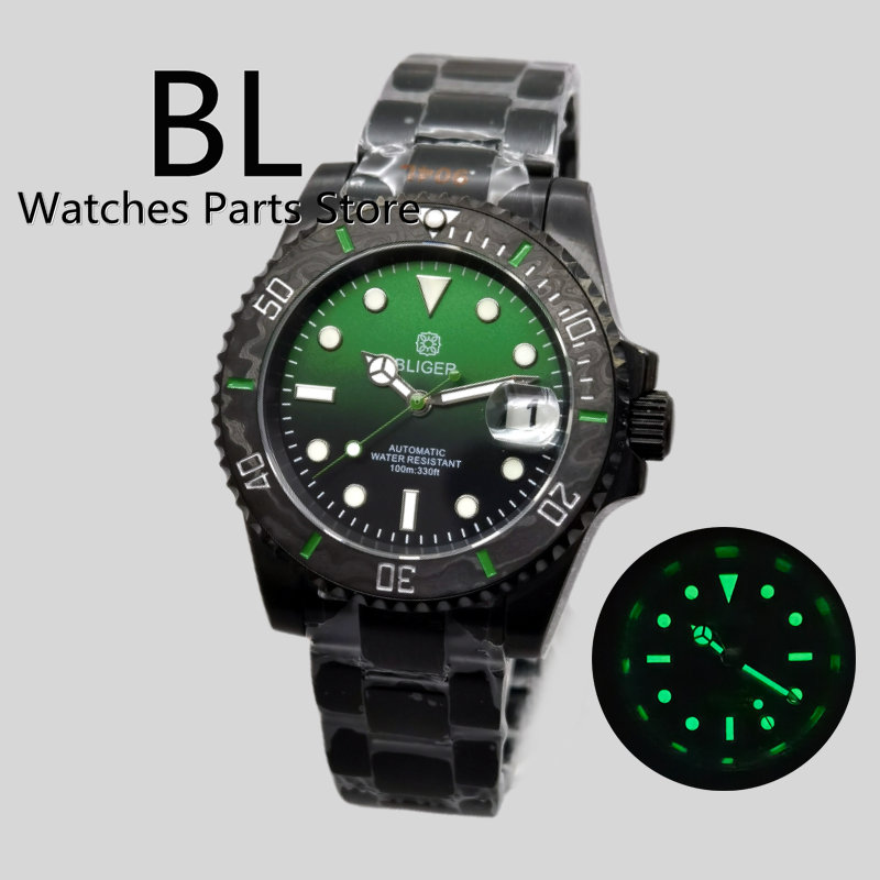 Minimalist Thin Watch - BLIGER 40mm Full Black Case Carbon
