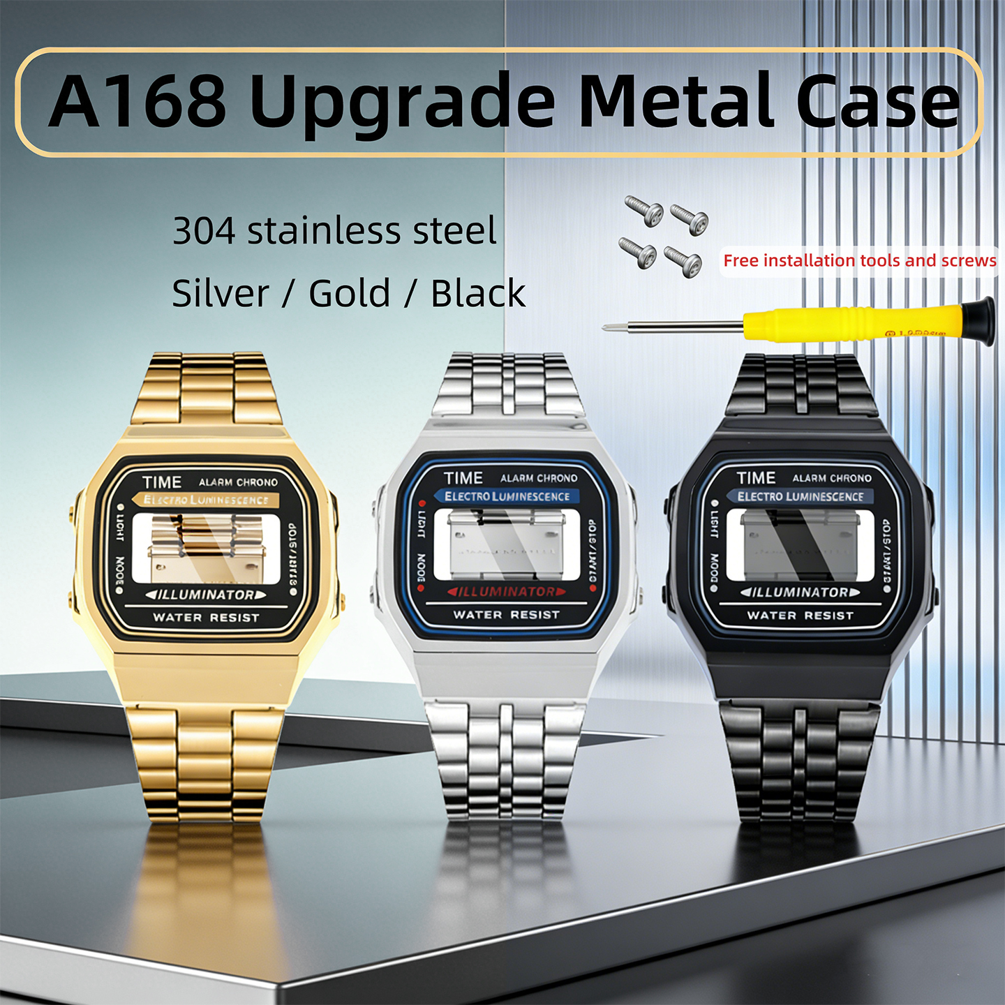A168 Modified Metal Case for C - Watch Crystal Replacement reseña y precio
