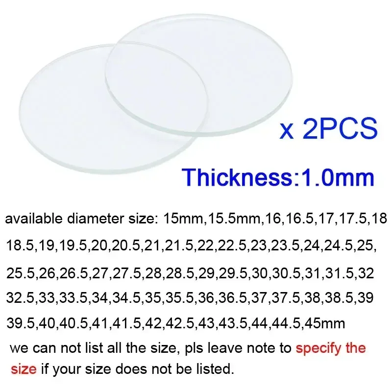 2 Pieces 15 - 45mm Flat Round  - Watch Crystal Replacement reseña y precio