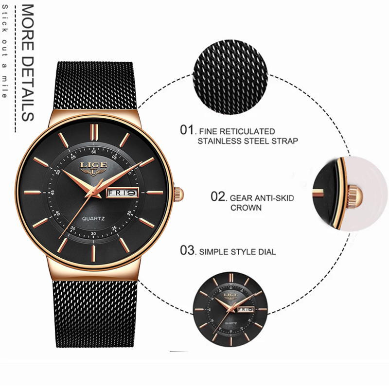 LIGE Women Watches Luxury Bran - Minimalist Thin Watch reseña y precio