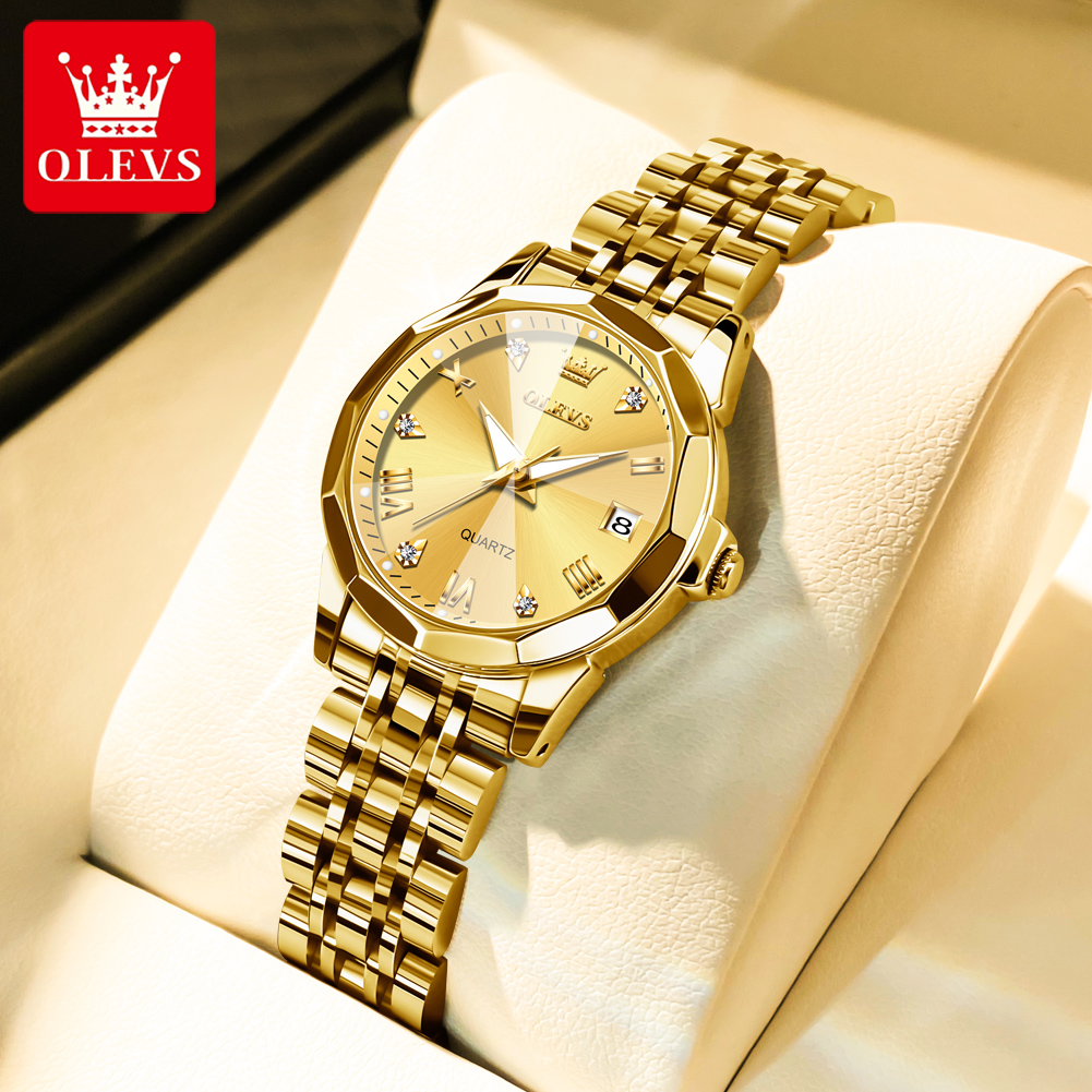 OLEVS Fashion Golden Watch for - Minimalist Thin Watch reseña y precio