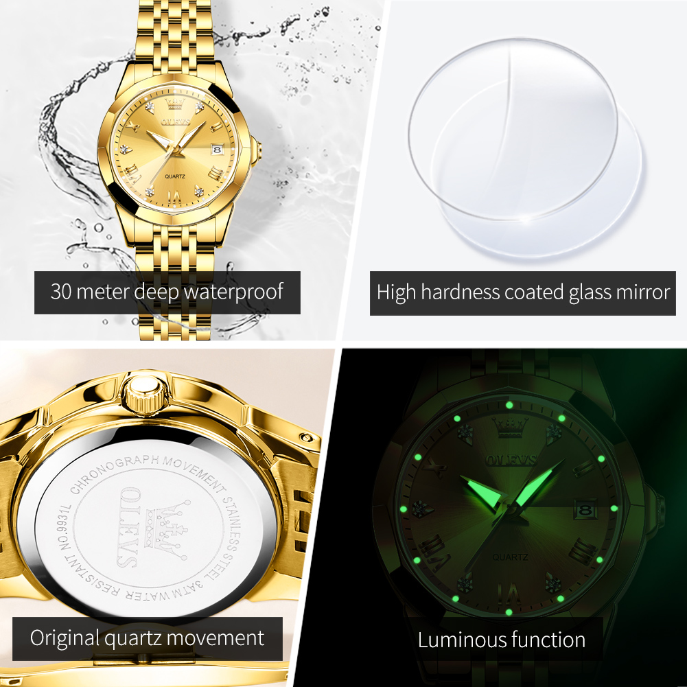 OLEVS Fashion Golden Watch for - Minimalist Thin Watch reseña y precio