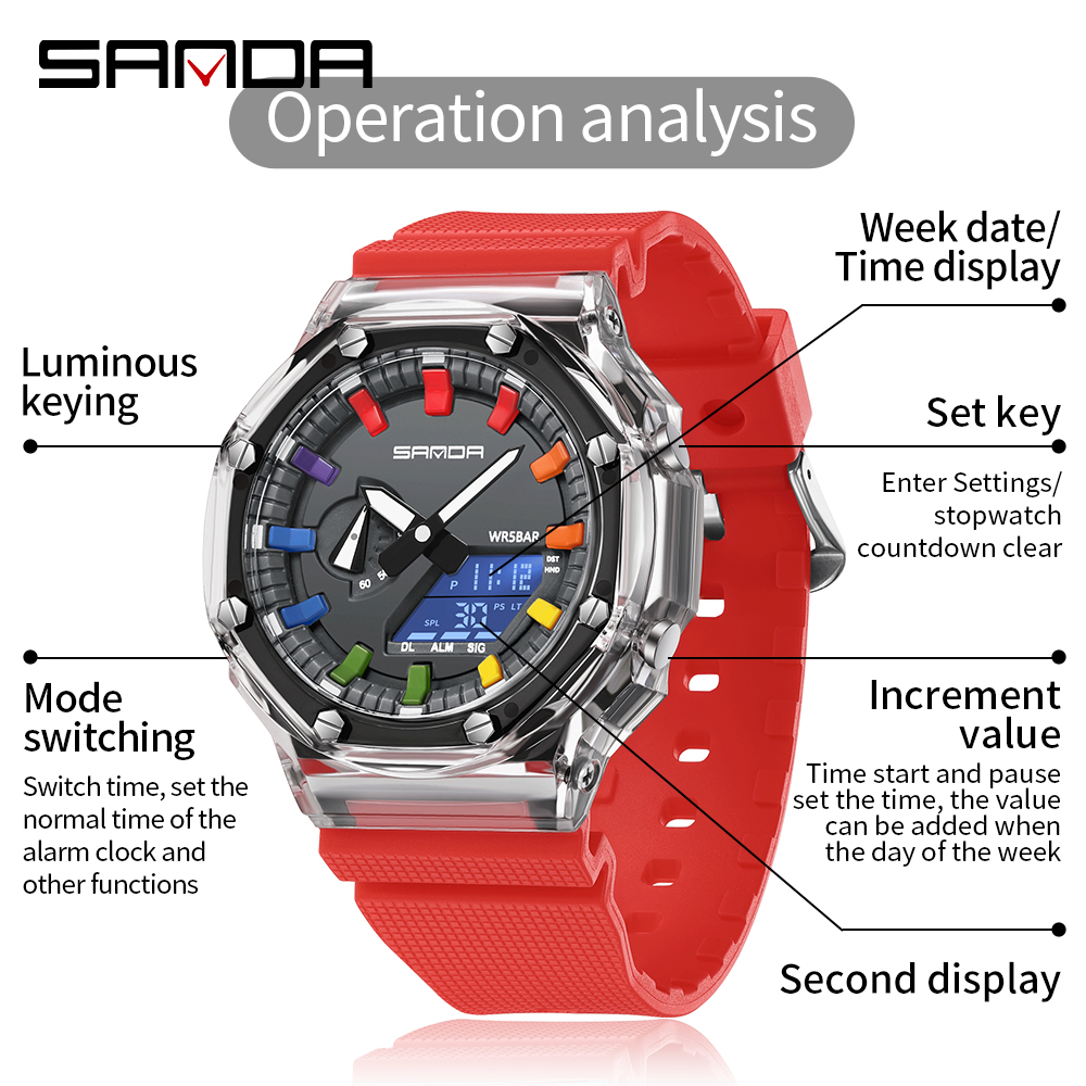 SANDA 3341Digital LED Watch Me - Smartwatch Army Watches For Men reseña y precio